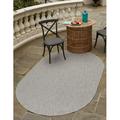 Unique Loom Solid Indoor/Outdoor Solid Rug Light Gray/Ivory 5 1 x 8 Oval Solid Modern Perfect For Patio Deck Garage Entryway