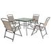 Pellebant Beige 5 Piece Outdoor Patio Dining Set with Umbrella Hole(4 Chairs & 1 Table)