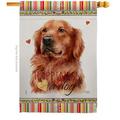 Breeze Decor Red Golden Retriever Happiness Animals Dog 28 x 40 in. Double-Sided Decorative Vertical House Flags for Decoration Banner Garden Yard Gift