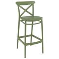 41.75 Olive Green Solid X Accented Outdoor Patio Bar Stool