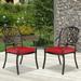 Magic Union 2 Piece Outdoor Cast Aluminum Dining Chairs with Red Cushion