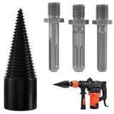 Fyeme Wood Splitting Drill Bit High Carbon Steel Firewood Log Splitter Drill Bit Wood Punch Cone Driver Drill Bit Woodworking Tool with Round/Hex/Square Shank for Electric Drill Power Tool