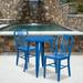 BizChair Commercial Grade 24 Round Blue Metal Indoor-Outdoor Table Set with 2 Vertical Slat Back Chairs