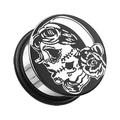 Day of the Dead Gypsy Hollow Back Single Flared Ear Gauge Plug Earrings