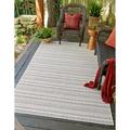 Unique Loom Maia Indoor/Outdoor Striped Rug Red/Ivory 3 3 x 5 3 Rectangle Striped Contemporary Perfect For Patio Deck Garage Entryway