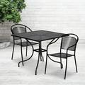 Flash Furniture 35.5-inch Square Steel 3-piece Patio Table Set with Round Back Chairs Black