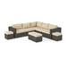 GDF Studio Tammy Outdoor 5 Seater Wicker Sectional Sofa Set Multibrown and Beige