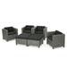 Pueblo Outdoor 6 Piece Wicker Club Chair and Ottoman Set with Cushions