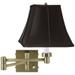 Barnes and Ivy Modern Swing Arm Wall Lamp Antique Brass Plug-In Light Fixture Black Square Shade for Bedroom Living Room Reading