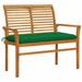 Patio Bench with Green Cushion 44.1 Solid Teak Wood