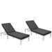 LeisureMod Chelsea Modern White Aluminum Outdoor Patio Chaise Lounge Chair Set of 2 With Black Cushions