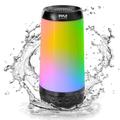 Pyle Portable Wireless Bluetooth Pool Speaker - IP68 Waterproof Outdoor Floating Pool Speaker with Lights Surround Stereo Sound Hands Free Phone Call - Home Shower Pool Beach Travel (Black)