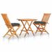 3 Piece Bistro Set with Anthracite Cushions Solid Teak Wood