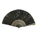 Yesbay Peacock Tail Sequin Pattern Handheld Folding Fan Crafts Wedding Party Home Decor Black