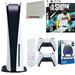 Sony Playstation 5 Disc Version (Sony PS5 Disc) with White Extra Controller Media Remote MLB The Show 21 Accessory Starter Kit and Microfiber Cleaning Cloth Bundle