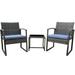 Avery 3-Piece Beautiful Rattan Porch Furniture Set -2 Polyester Cushion Rocking Chairs With Glass Table - Gray