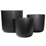 Urban Trends Collection 15419 Ceramic Plain Round Pot Matte Black - Set of 3