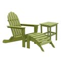 DuroGreen Folding Adirondack Chair With Ottoman and Side Table Made With All-Weather Tangentwood Oversized High End Patio Furniture for Porch Lawn Deck No Maintenance USA Made Lime Green