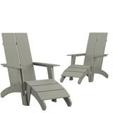 Flash Furniture Sawyer Poly Resin Wood Adirondack Chair - Gray (Set of 2)