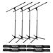 (4) Clutch CL-MB100PK Microphone Boom Stands with Mic Clips & Durable Carry Bags Package