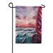 America Forever Dolphin Sunset Garden Flag 12.5 x 18 inches Tropical Summer Diving Dolphin Trio Patriotic Boat Nautical Double Sided Seasonal Yard Outdoor Decorative Ocean Sea Animal Flag