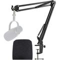 MV7 Boom Arm Mic Stand with Pop Filter Adjustable Suspension Boom Scissor Arm Stand with Pop Filter for Shure MV7 USB Podcast Microphone by Youshares