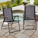 Gymax Set of 2 Folding Patio Furniture Sling Back Chairs Outdoors Black