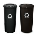 Witt Industries 20 Gallon Tall round recycling wastebasket with slotted top Legends paper only recycle and round top Legends cans only recycle Steel 30 height Black