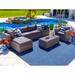 Sorrento 7-Piece Resin Wicker Outdoor Patio Furniture Sectional Sofa Set in Gray w/ Four Sectional Pieces Ottoman Armchair and Coffee Table (Flat-Weave Gray Wicker Sunbrella Canvas Charcoal)