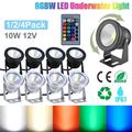 Rosnek RGB Plane Lens LED Underwater Spotlight Remote Control&16 Color Changing Waterproof Dimmable Submersible Light For Landscape Fountain Aquarium Garden Pool Home Decor Lighting 1/2/4Pack