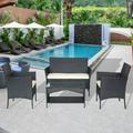 CoSoTower Patio outdoor rattan furniture -4 piece loveseat +2 armchair+coffie table for garden 4 PC Garden Patio Furniture ---------White cushion