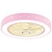 Oukaning 21.6 Pink Ceiling Fan With Light Children Kids Room Remote Control Bedroom