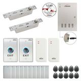 FPC-6502 Two Doors Access Control Electric Drop Bolt Fail Secure Time Attendance TCP/IP RS485 Wiegand Controller Box White Waterproof Card Reader Computer Based Software 20000 Users Kit