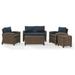 Crosley Furniture Bradenton 5 Piece Metal Patio Sofa Set in Brown/Navy