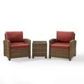 Crosley Furniture Bradenton 3 Piece Metal Patio Conversation Set in Sangria Red