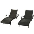 Raleigh Outdoor Wicker Adjustable Chaise Lounge Set Of 2 Brown