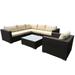 GDF Studio Santa Multi Brown Wicker Outdoor 7-Piece Sectional Sofa Set