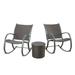 GDF Studio Leann Outdoor Aluminum and Wicker 3 Piece Rocking Chair Chat Set Multibrown and Dark Brown