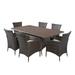 GDF Studio Akira Outdoor Wicker 7 Piece Dining Set with Cushions Multibrown and Cream