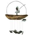 Dido Wind Chime Wooden Boat Fishing Spoon Head Hanging Bell Outdoor Home Pendant Ornament One Person