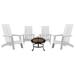 Flash Furniture Finn 5 Pcs Fire Pit with Adirondack Rocking Chairs White