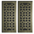 Imperial 4in x 10in Templar Style Vintage Brass Metal Rectangular Floor Register (2 PACK)