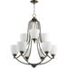 Dawson Wynd 9 Light 2-Tier Chandelier in Bailey Street Home Home Collection Style 26.5 inches Wide By 32 inches High-Oiled Bronze Finish-Satin Opal