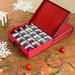 Honey-Can-Do Polyester 40-Compartment Holiday Ornament Storage Box Red