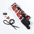 KLIQ Vintage Woven Guitar Strap for Acoustic and Electric Guitars + 2 Free Rubber Strap Locks 2 Free Guitar Picks and 1 Free Lace | Terylene Printed Pattern Style | Maple Leaf Flag