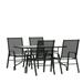 Flash Furniture Brazos Series 5-Piece Steel Glass Patio Table and Chair Set Black