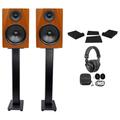 2) Rockville DPM6C 6.5 420w Dual Powered Studio Monitors+Stands+Pads+Headphones