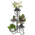 Metal Flower Pot Holder Stand 4 Potted Metal Plant Stand for Indoor Outdoor Corner Plant Shelf Storage Rack Tiered Plant Display Stand Shelf for Balcony Room Garden Yard