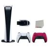 Sony Playstation 5 Digital Edition Console (Japan Import) with Extra Red Controller and 1080p HD Camera Bundle with Cleaning Cloth