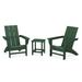 POLYWOOD Modern 3-Piece Adirondack Set with Long Island 18 Side Table in Green